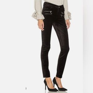 PAIGE Women’s Edgemont Ankle Black Velvet High Rise Zip Skinny Pants, size 27
